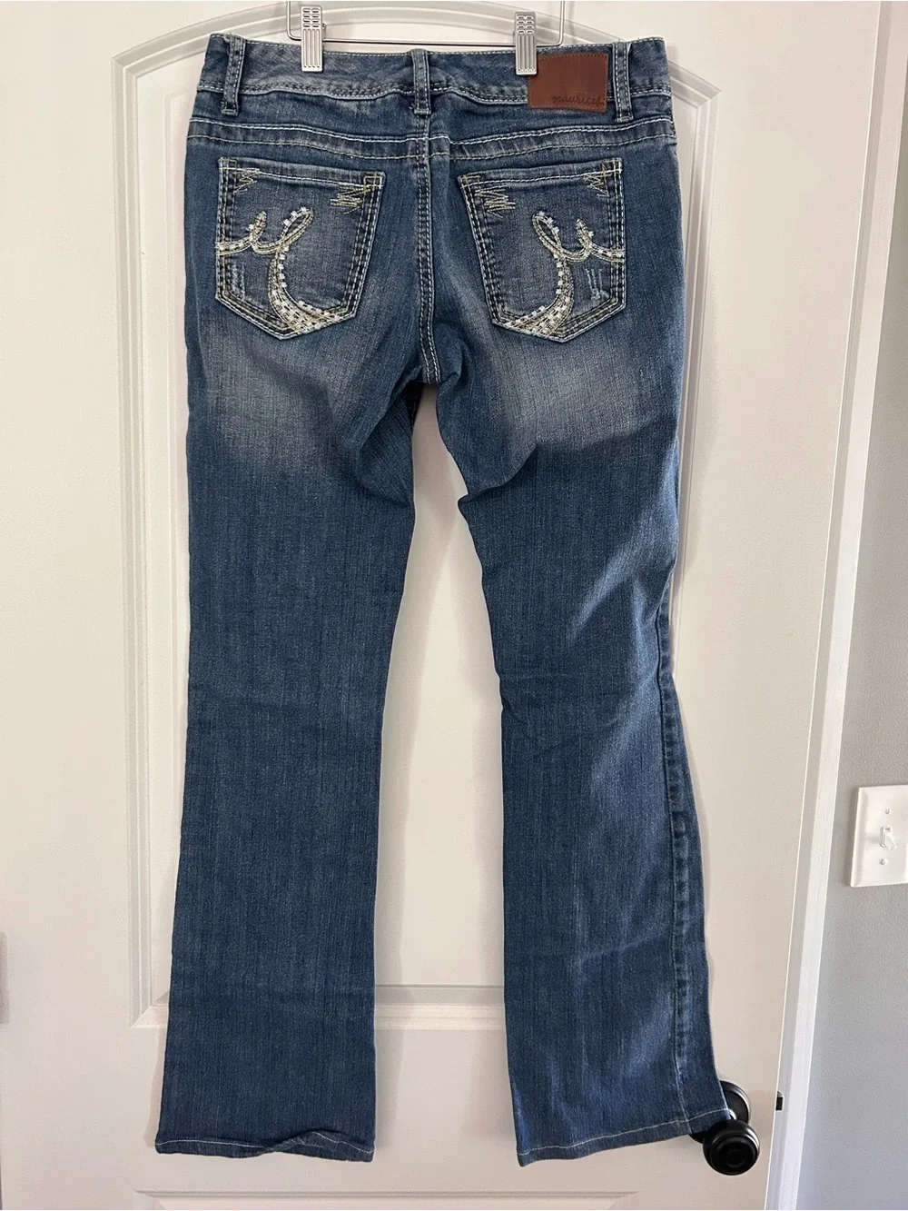 Maurices Women's Dark Blue Boot Cut Jeans with Embellished Back Pockets